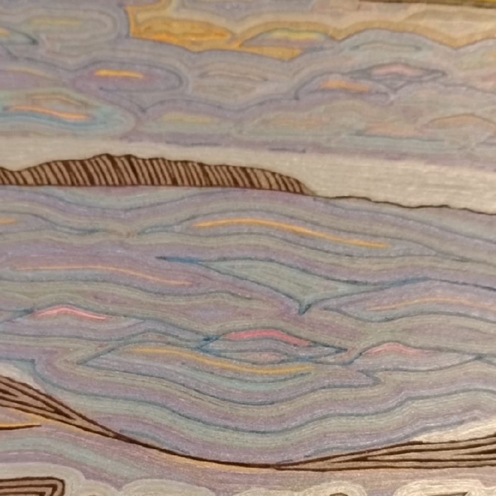 Handmade One Of A Kind Colorful Sunset Ocean Gell Pen Art Card 8.5"X11" - Picture 14 of 16